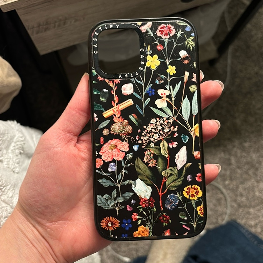 iPhone 12 Casetify Case Black Floral